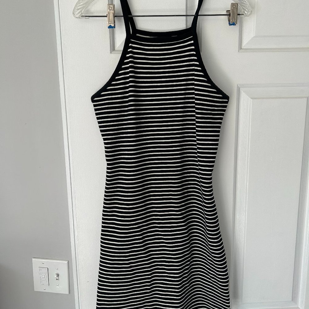 Black and White Striped Body con Dress
